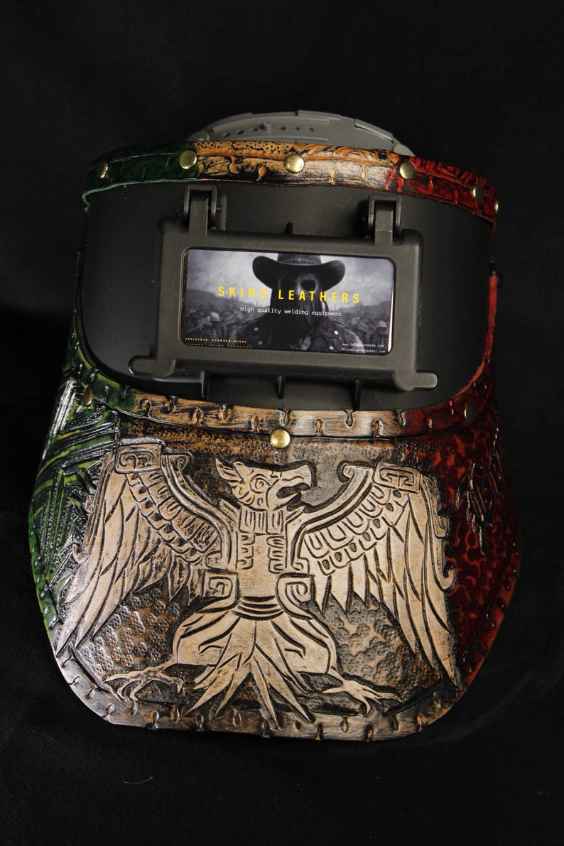 Lasmasker, lasmuts, #customleathermask, laskap, suikerschep, sugarscoopweldingmask, lassen, gelaatsscherm, leren lasmasker afbeelding 1