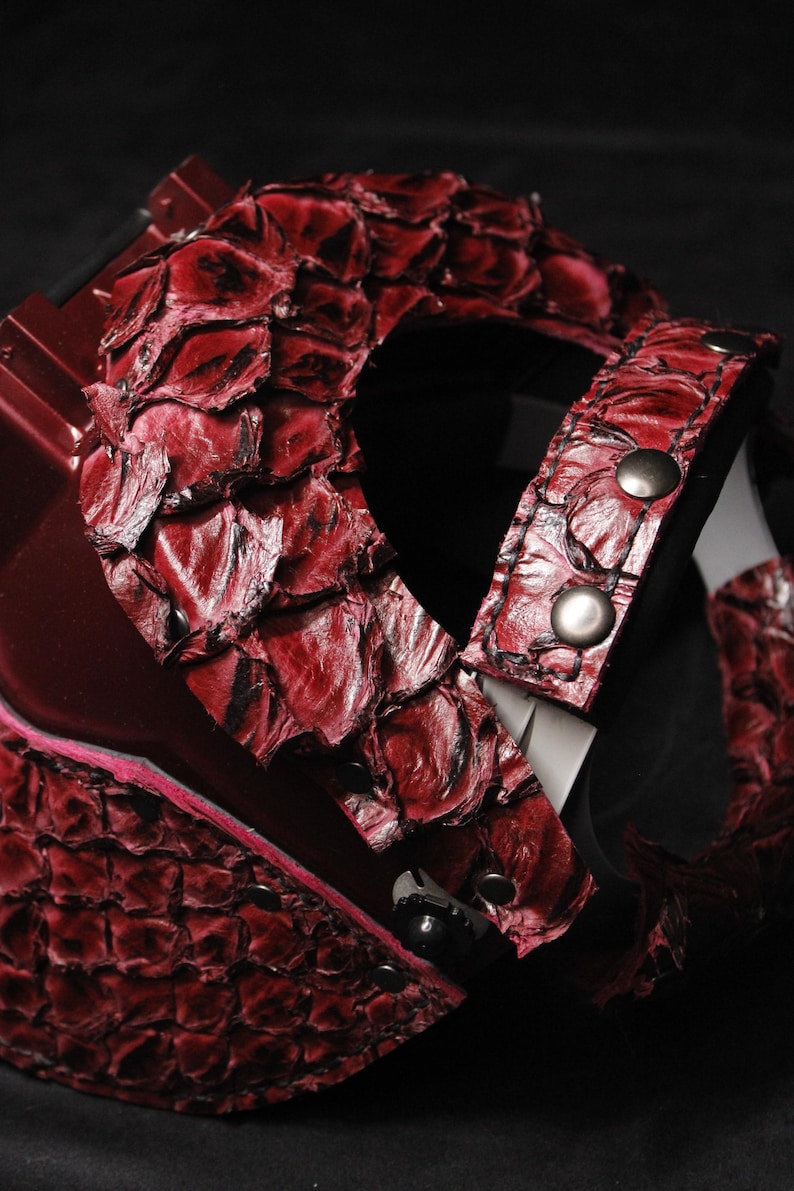 PIRARUCU Welding mask #weldingmask #leatherweldingmask #customleathermask welding hood sugarscoop leather welding mask image 9