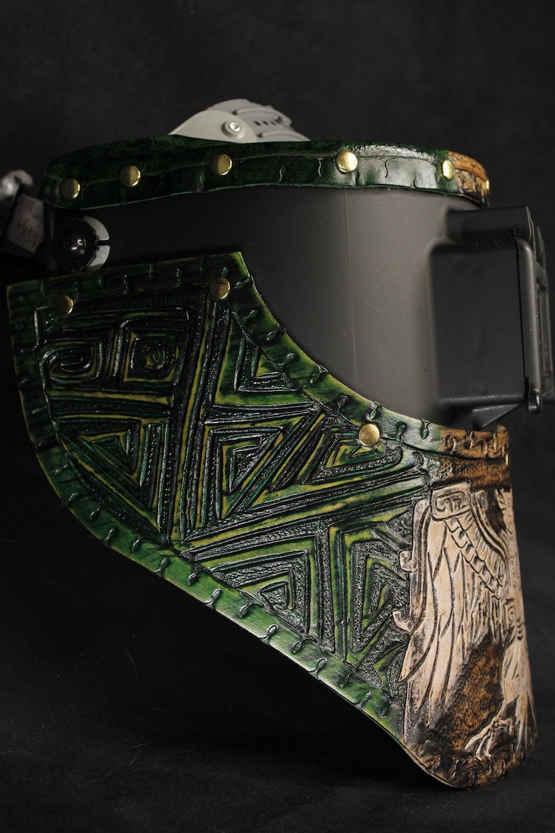 Lasmasker, lasmuts, #customleathermask, laskap, suikerschep, sugarscoopweldingmask, lassen, gelaatsscherm, leren lasmasker afbeelding 10