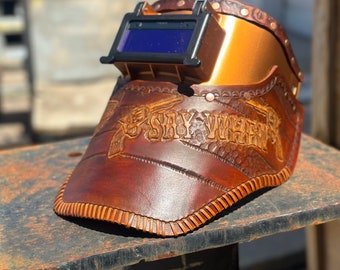 Cappuccio per saldatura in fibra di metallo, cucchiaio per zucchero, cappuccio per saldatura in pelle, attrezzatura per saldatura, casco protettivo, arte della saldatura, regali per uomo, regalo di San Valentino,