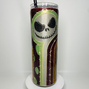 Jack Skellington Design Tumbler 20oz (Glows in the dark!)