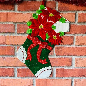 Poinsettia Christmas Stocking (Hand Stitched!)
