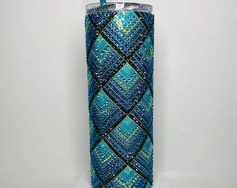 Teal Argyle Strass Tumbler 20oz