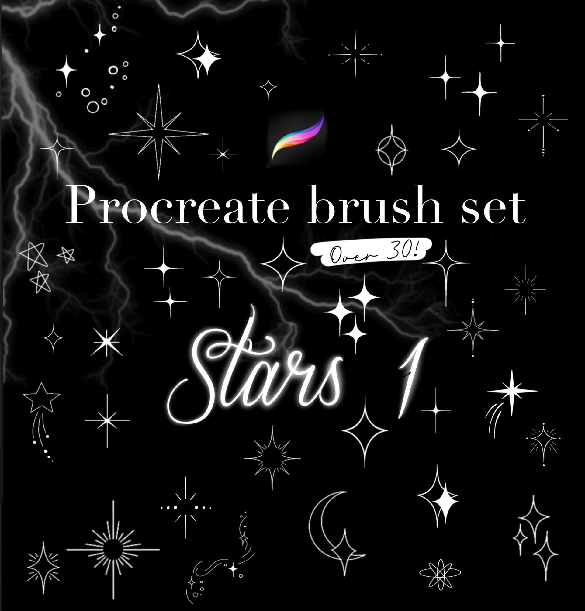 スター Procreate ブラシ&スタンプセット Vol.1 — スパークル、タトゥー、ギャラクシー要素