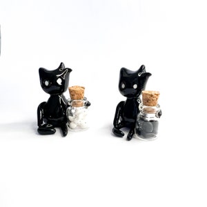 SOUL KEEPER - guardian of the souls figurine - desk figurine with tiny bottle with little souls - black and white art - art lover gifts