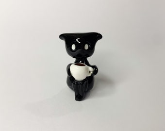 COFFEE LOVER shadow collectible - coffee addicted figurine - dark desk buddy decor  - coffee lover gift - expresso lover  handmade art -