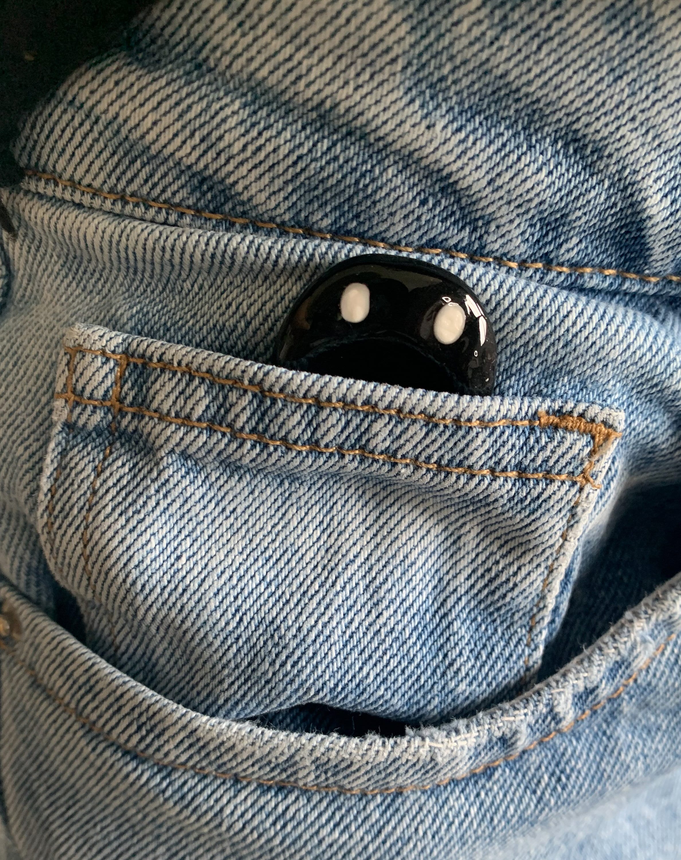 Anxiety stone reliever - stress relief - handmade black stone for anxiety - worry stone