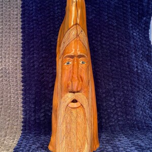 Solid Redwood Sculpture of Swedish Klok Gubbe