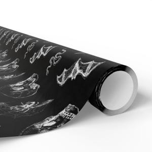 Skull & Bats Goth Wrapping Paper - the Perfect Gift Wrap for a Halloween Gift Box, Boo Basket Stuffers, or Boo Basket Fillers