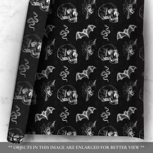 Skull & Bats Goth Wrapping Paper - the Perfect Gift Wrap for a Halloween Gift Box, Boo Basket Stuffers, or Boo Basket Fillers