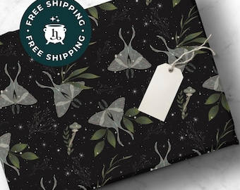 Dark Academia Luna Moth ~ Gothic Wrapping Paper
