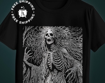 Folk Horror Shirt - Banshee Linocut Shirt