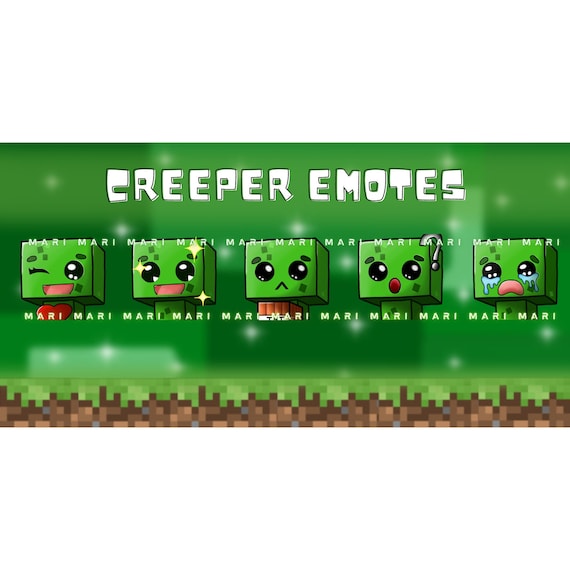 Minecraft Creeper Twitch Discord Emotes. Kawaii Cute Twitch Etsy New