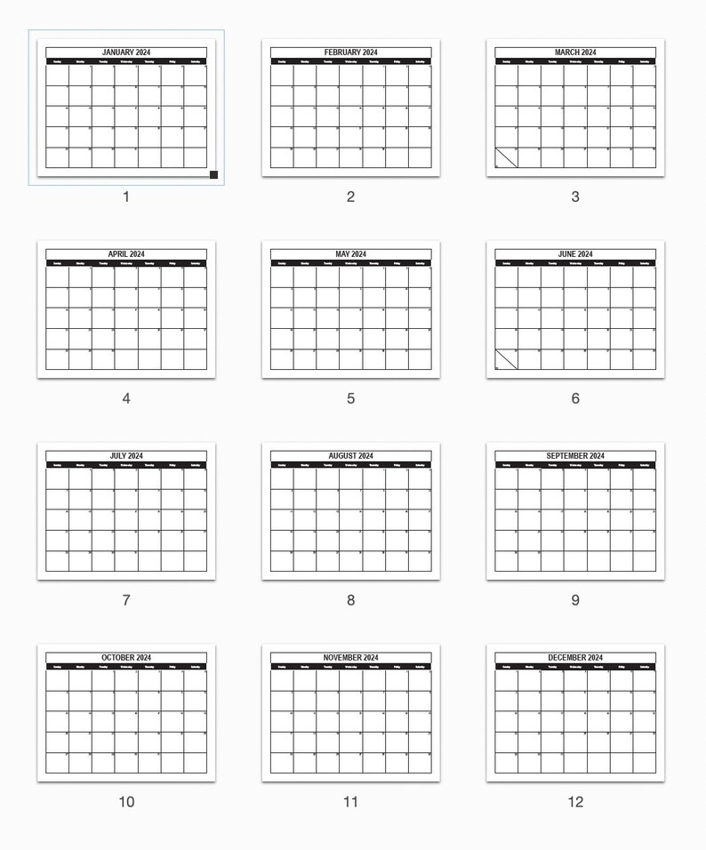 2024 Printable Calendar 8.5x11 Digital Download Printable Etsy