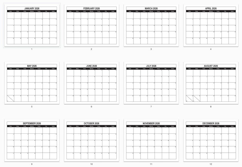 2026 Printable Calendar 8.5x11 Digital Download Printable Etsy