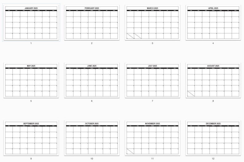 2025 Printable Calendar 11x17 Digital Download Printable Etsy