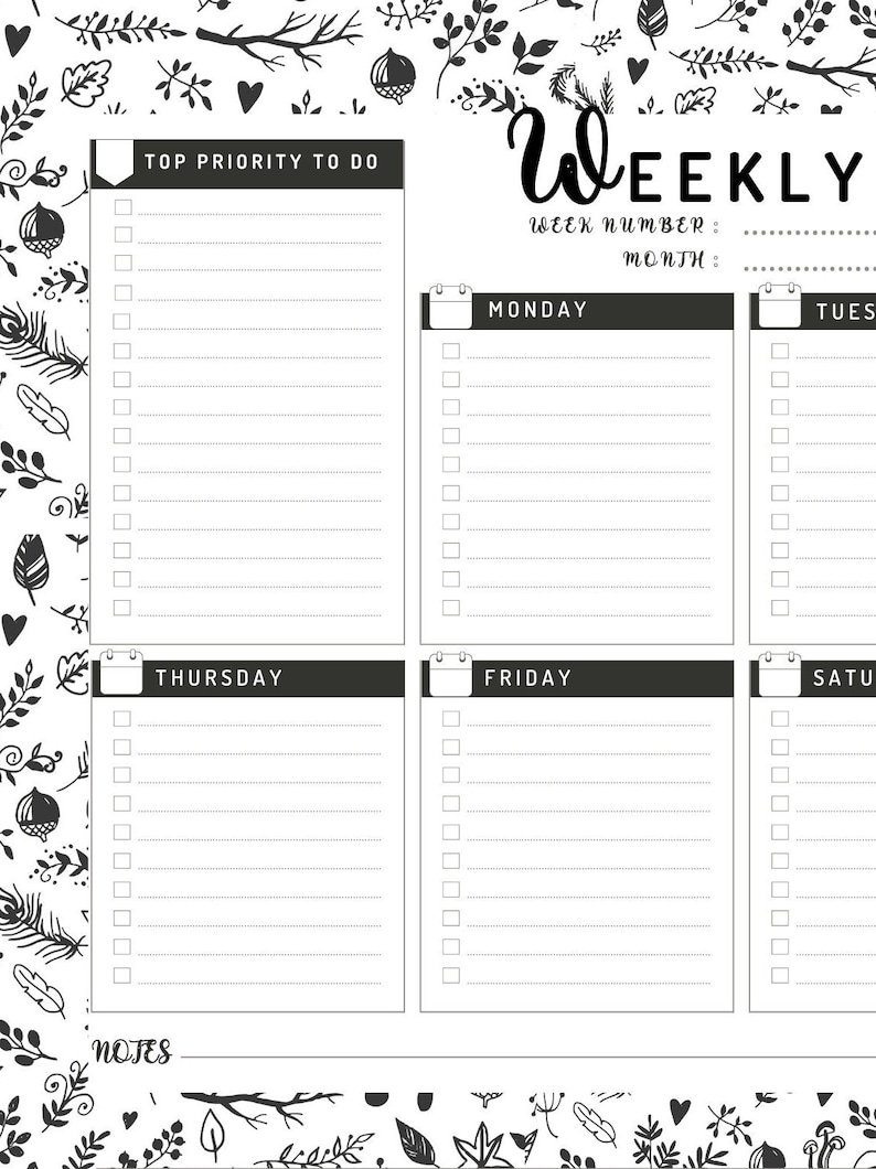 Weekly planner printable landscape fall weekly schedule etsy