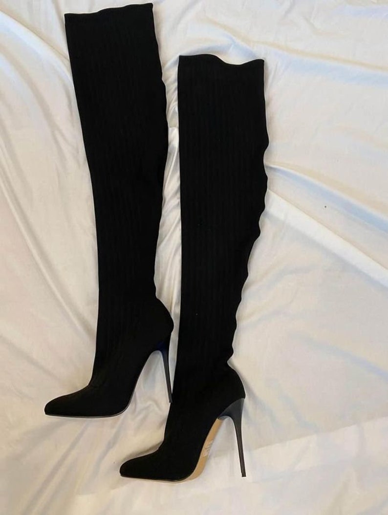 Thigh High Stiletto Style Boots. Hollywood Boots black - Etsy