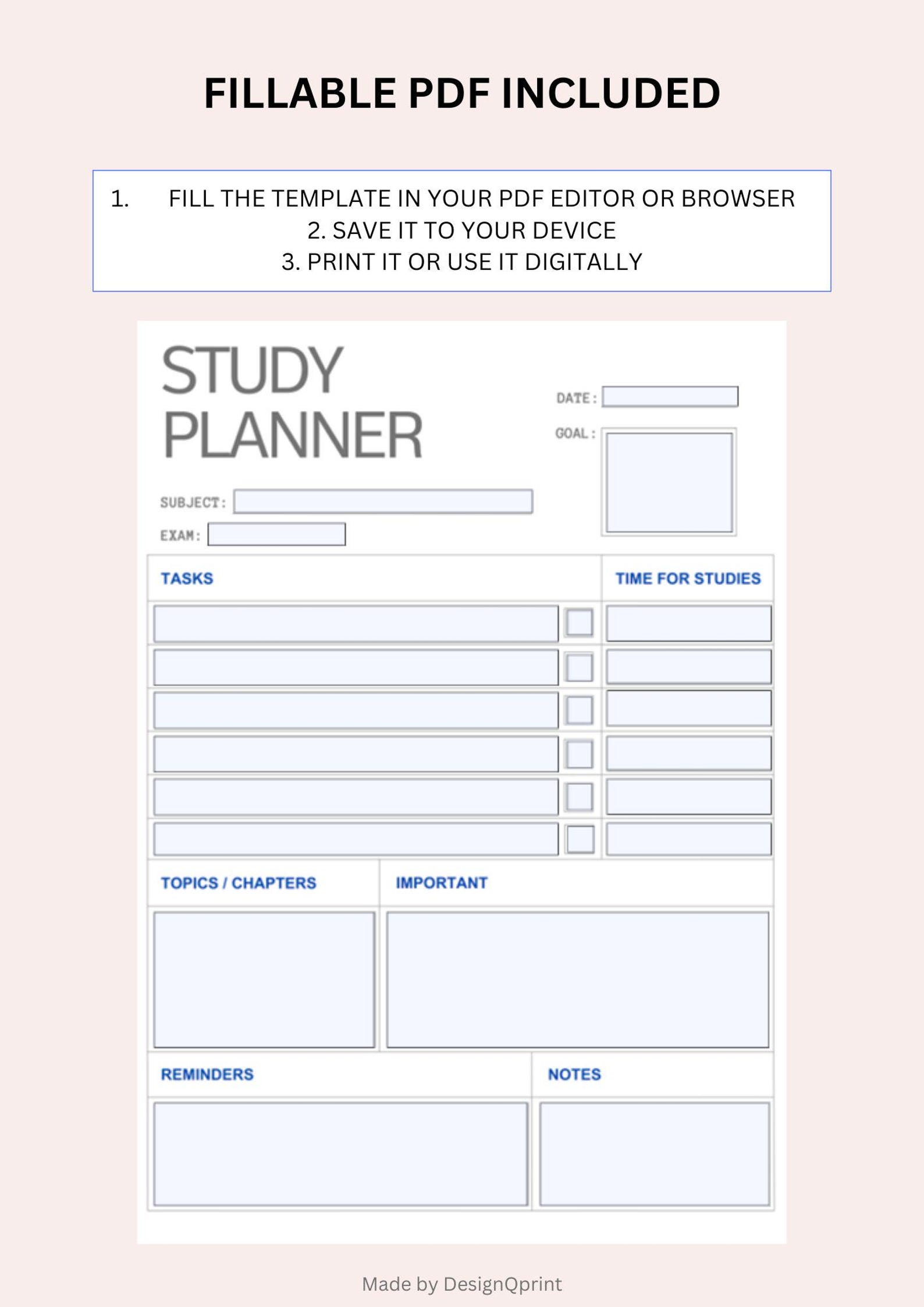 Study Planner, Important Tasks, Exam Planner, Study Schedule, Time ...