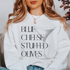 Martini Lover Minimalist Sweatshirt, Vodka Martini Gin Dirty Martini Gift, Blue Cheese Stuffed Olives Crewneck Sweatshirt, Alcohol Gift