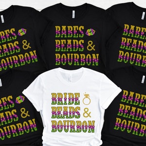 Mardi Gras Bachelorette Group Shirts, New Orleans Bachelorette Party, Babes Beads and Bourbon Street, Mardi Gras Matching Shirts
