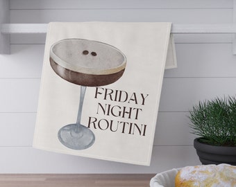 Funny espresso martini dishtowel, Funny Martini Gift, Girls night in gift, kitchen martini decor, housewarming gift watercolor martini art