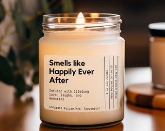 Custom Happily Ever After Candle, Personalized Bridal Shower Gift