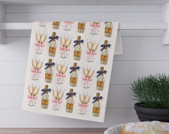 Vintage Coquette Champagne Kitchen Towel, Girly Bar Ware Gift