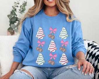 Christmas Tree Cake Sweatshirt, Coquette Holiday Sweater