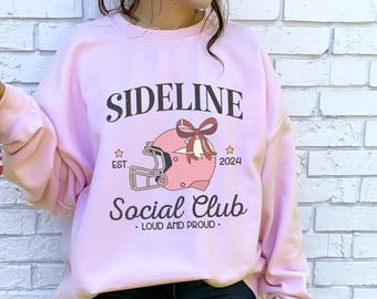 Sideline Social Club Retro Football Sweatshirt, Preppy Pink