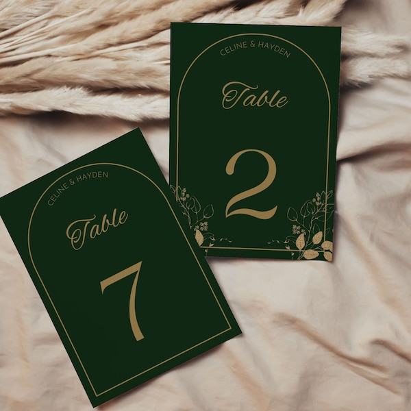 Wedding Table number, Emerald Green Table Numbers, Arch table Number, Custom Table Number,Printable wedding decor,Arched Wedding table signs