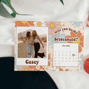 Retro Bridesmaid photo Proposal Card, Will You Be My Bridesmaid Card, Bridesmaid Gift, Maid of Honor Proposal, Boho Bridesmaid Proposal