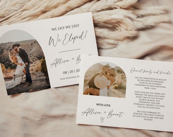 Minimalist Elopement Announcement Card, Wedding reception Invitation,Modern Photo Invitation,Modern Minimalist Invite, Wedding Announcement