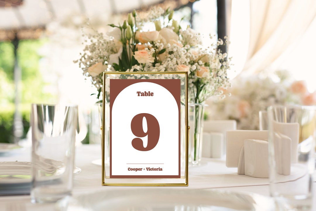 Retro Table Number Template, Retro Table Numbers, Arch Table Number