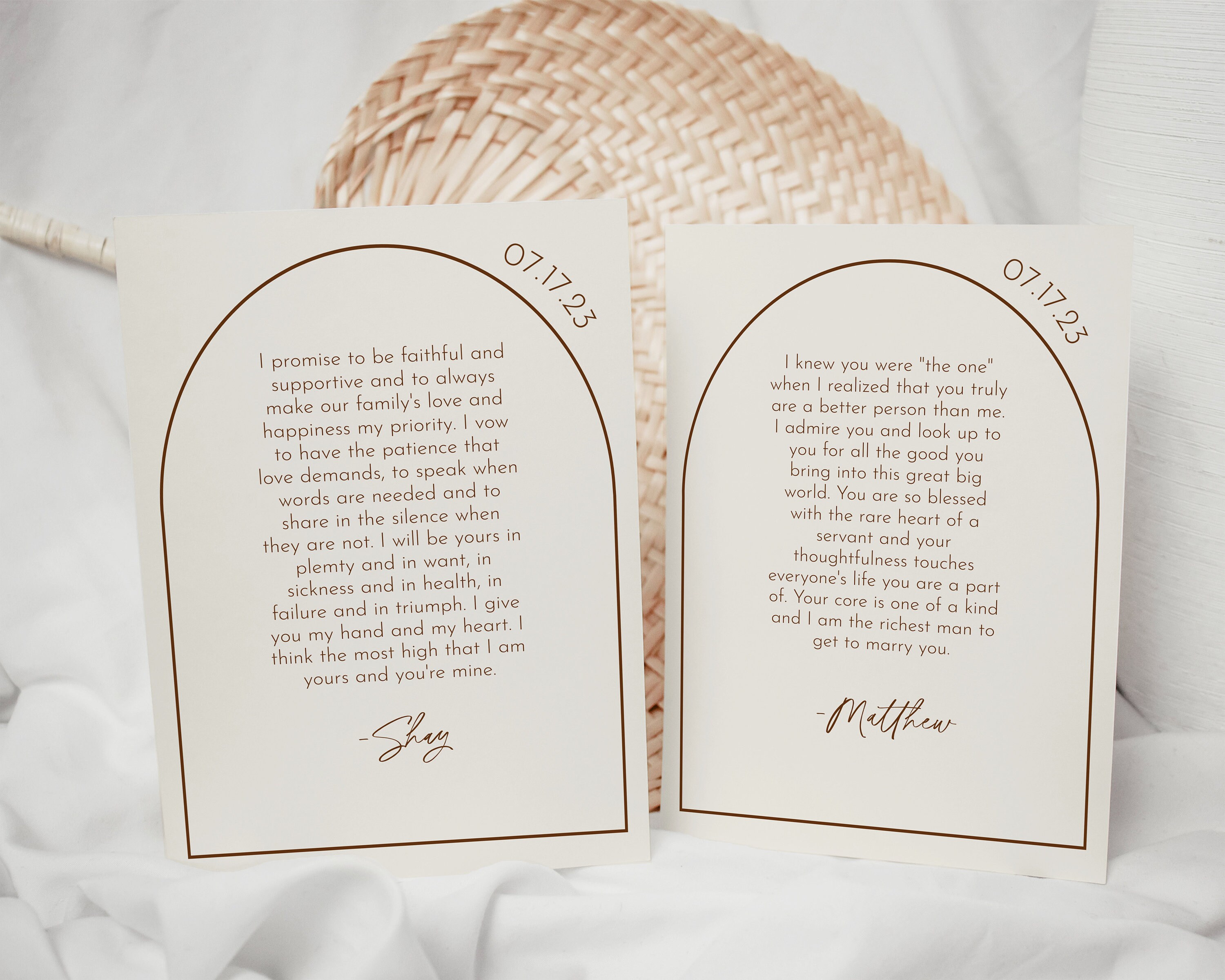 Printable Wedding Vows 5X7, Custom Wedding Vow Cards, Personalized
