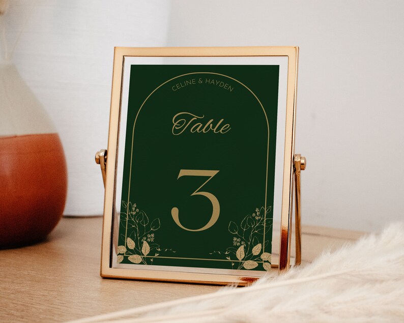 Wedding Table Number, Emerald Green Table Numbers, Arch Table Number
