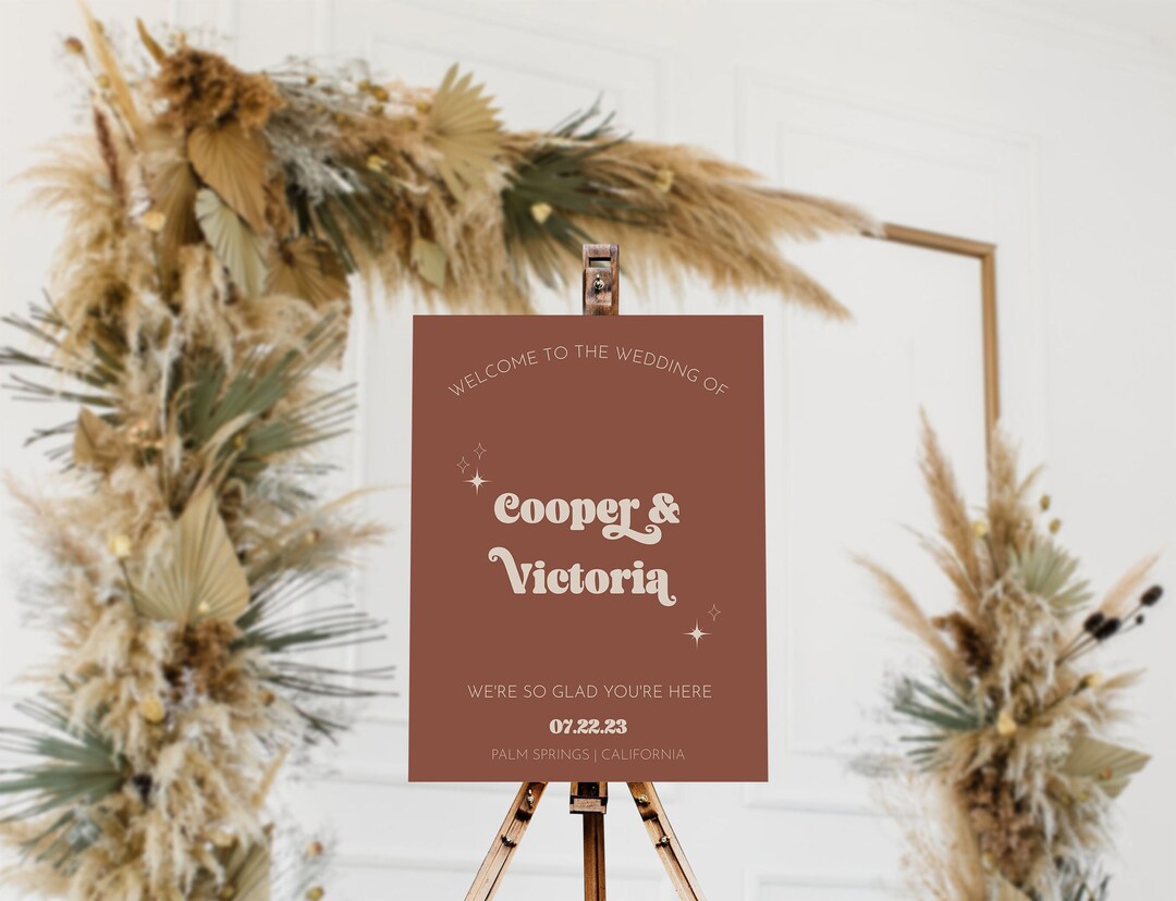 Retro Welcome Sign Template, Neutral Wedding Signs, Retro Welcome Sign ...
