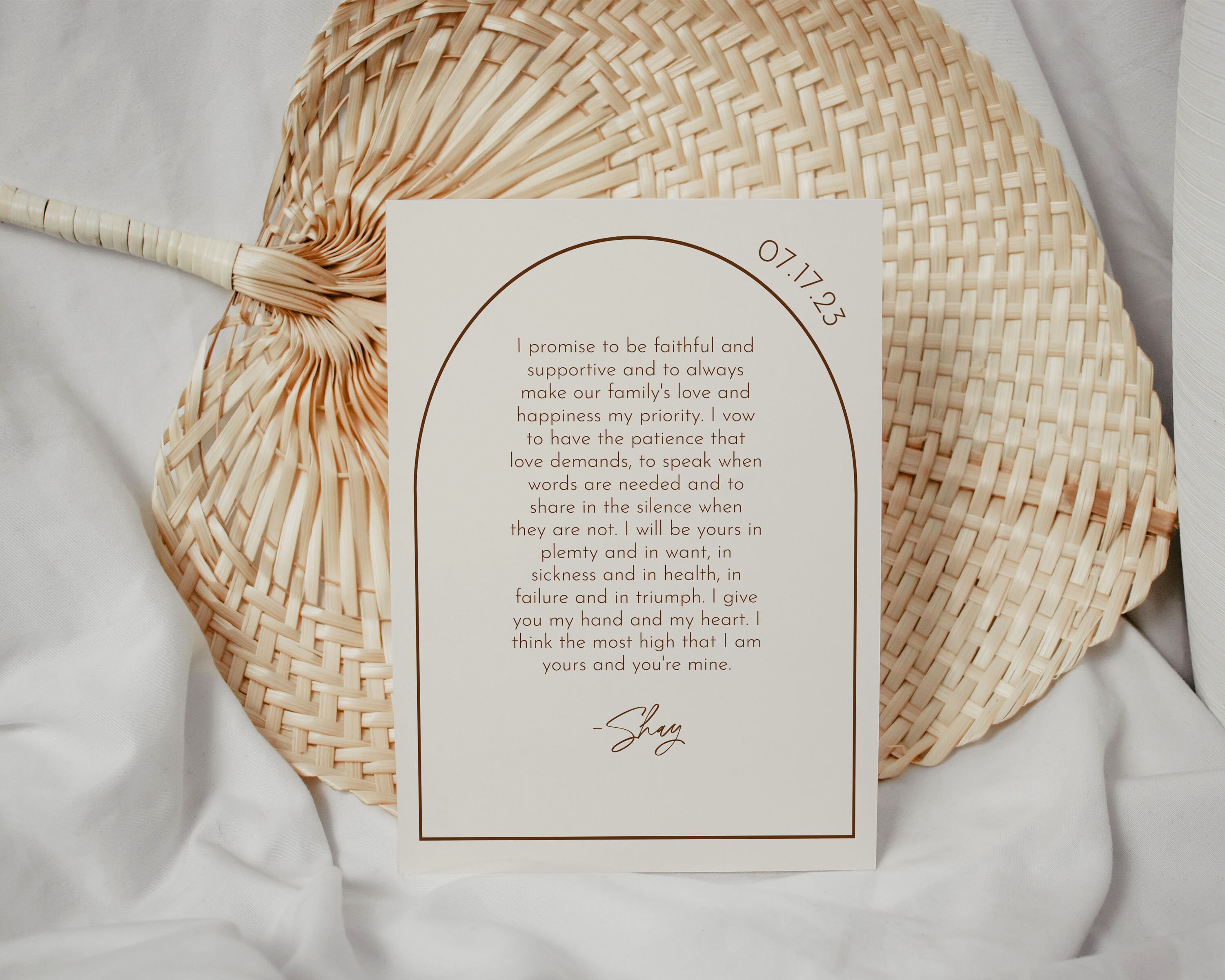 Printable Wedding Vows 5X7, Custom Wedding Vow Cards, Personalized