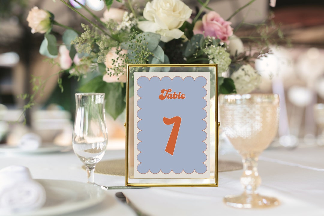 Retro Table Number Template, Retro Table Numbers, Arch Table Number