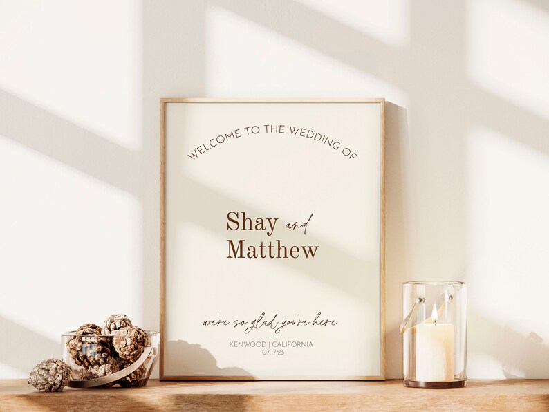 Minimal Welcome Sign Template, Neutral Wedding Signs, Arch Welcome Sign ...