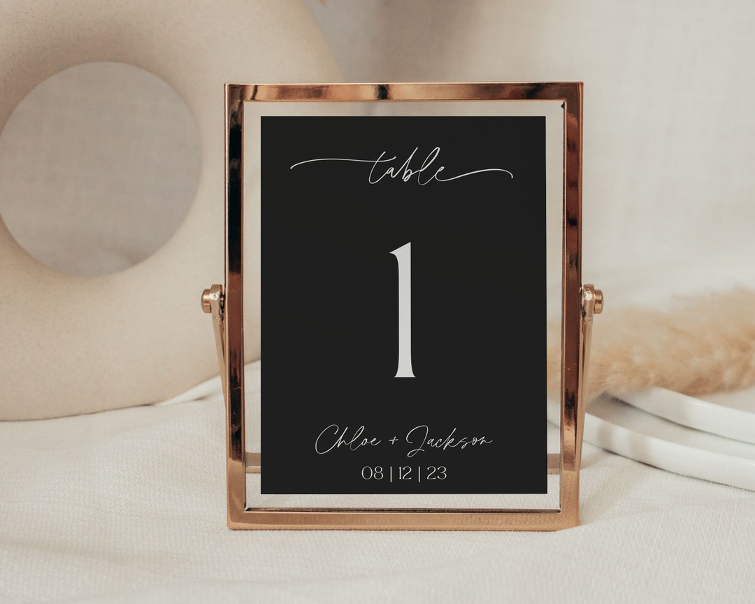 Black Table Number, Modern Table Number, Wedding Table Number, DIY