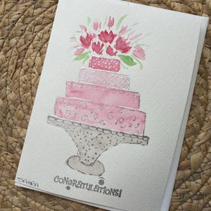 Tarjeta de felicitación de boda con arte original único, obra de arte coleccionable pintada a mano, obsequio para regalar, tarjeta de celebración única, compromiso