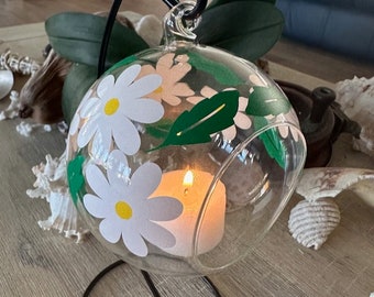 Glass Tea Light Candle Holder With Metal Stand - Shadow Casting - Gift For Her - Gift Guide -