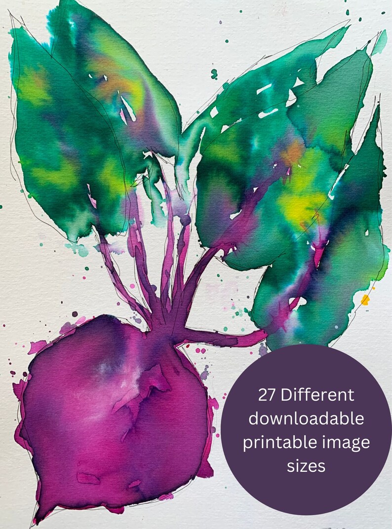 Vitroot Poster Beetroot Vegetable Wall Poster, Digital Download, Original Watercolour ...