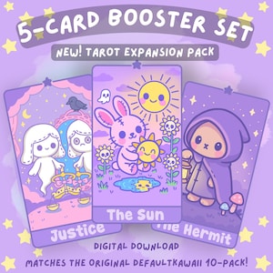 Paquete de expansión de Tarot Kawaii: 5 cartas digitales + hoja de trucos / Mini set de refuerzo DefaultKawaii / Descarga de Tarot pastel espeluznante y tierno