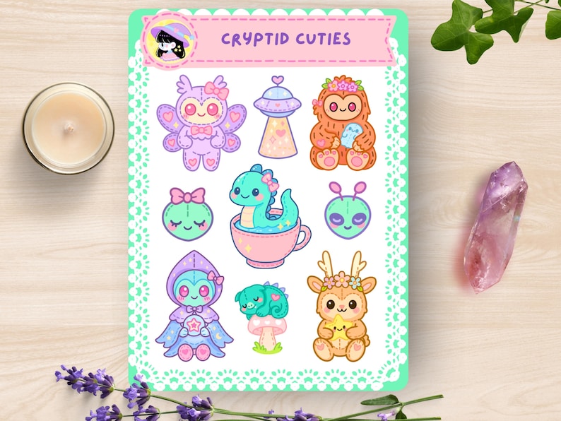 Handmade Kawaii Cryptid Cuties Sticker Sheet – Pastel Plush Bigfoot ...