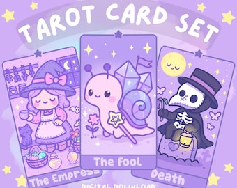 Kawaii Tarot Deck: Hand-Drawn Pastel Witchcore Cards (PDF Guide Included)
