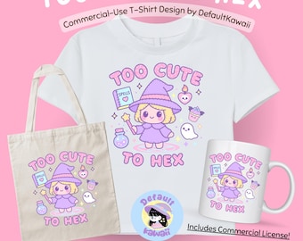 Kawaii Witch PNG – Pastel Goth Hand-Drawn Clipart Commercial Use