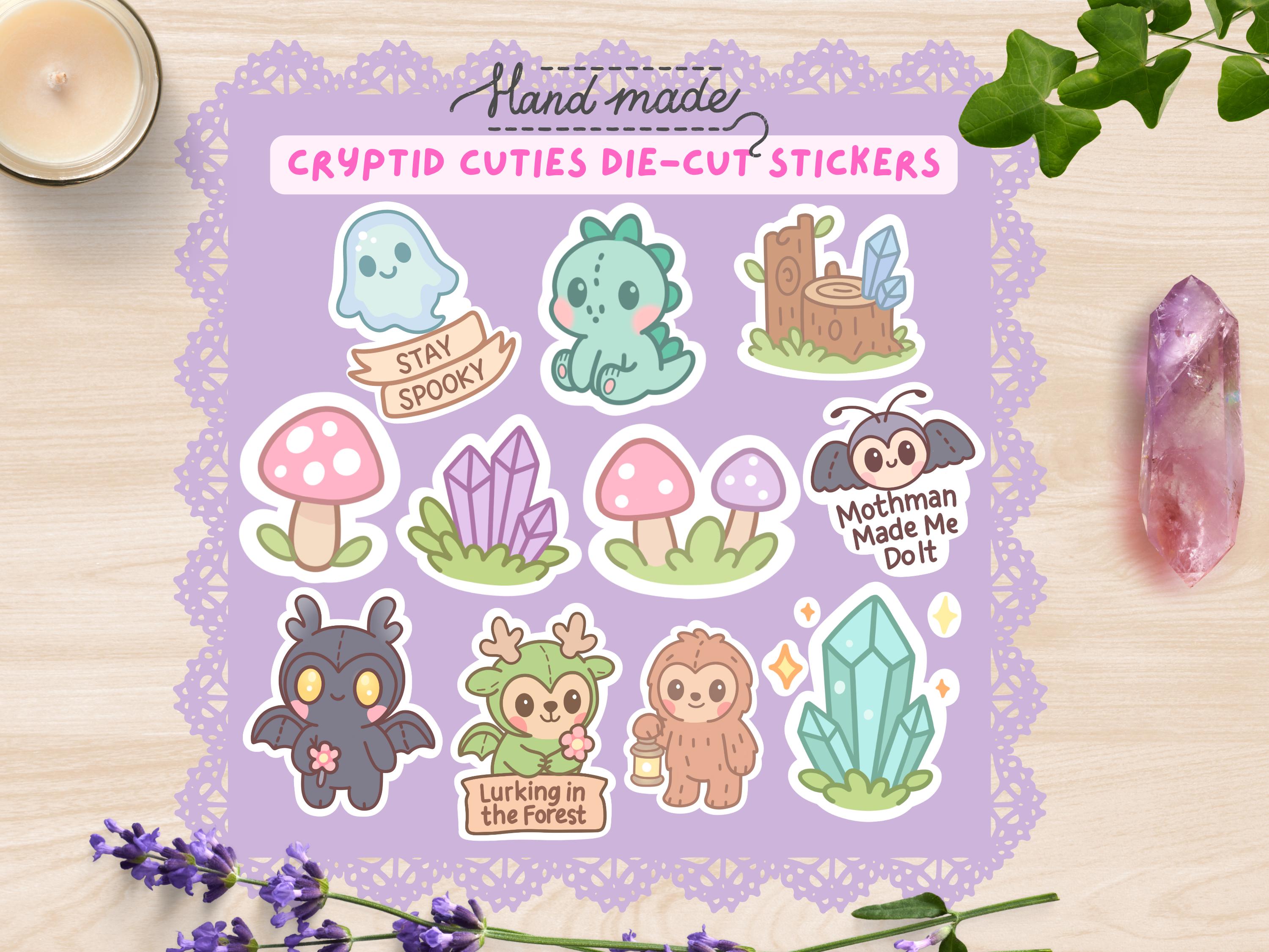 Handmade Kawaii Cryptid Stickers – Pastel Bigfoot, Nessie, Mothman ...