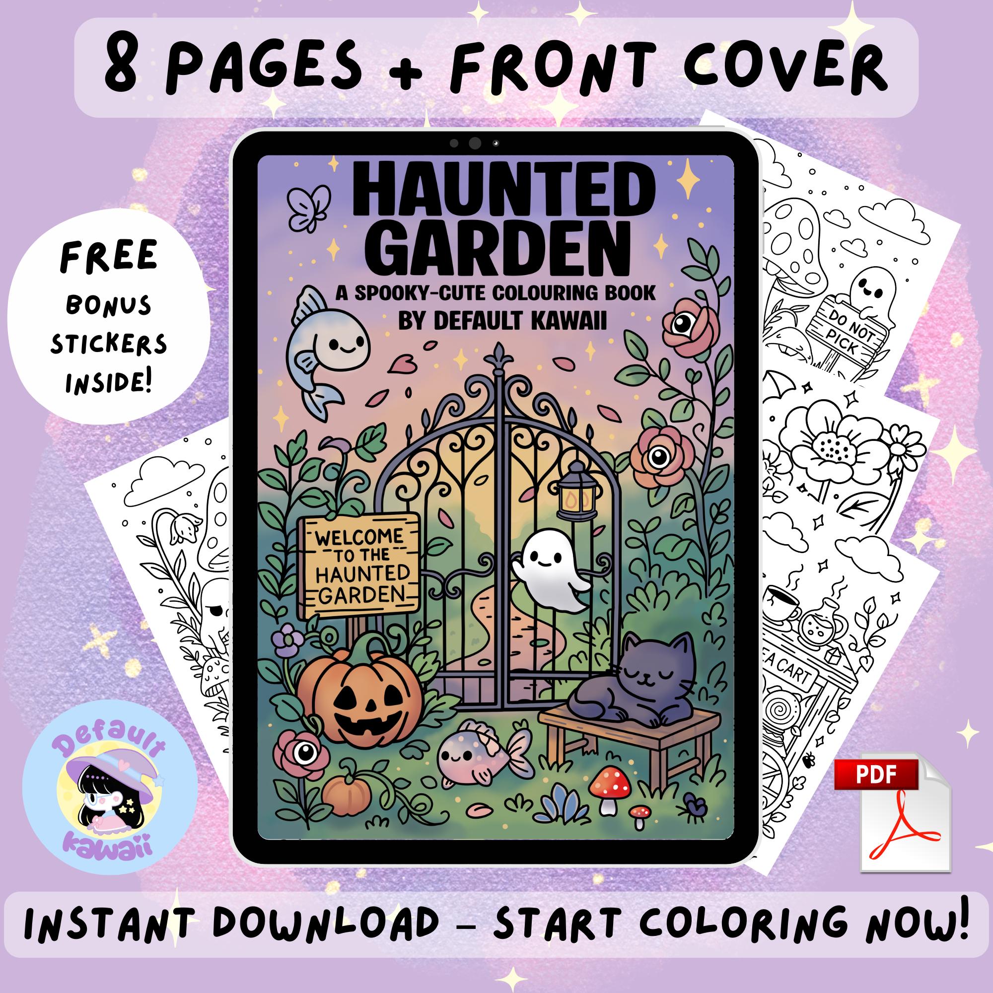 Haunted Garden Kawaii Coloring Book â Spooky Cute Ghosts & Mushrooms Printable A4 Pages, Procreate-Friendly PDF Digital Download for Halloween